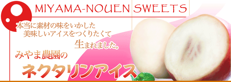 MIYAMA-NOUEN SWEETS　本当に素材の味をいかした美味しいアイスをつくりたくて生まれました。　みやま農園のネクタリンアイス